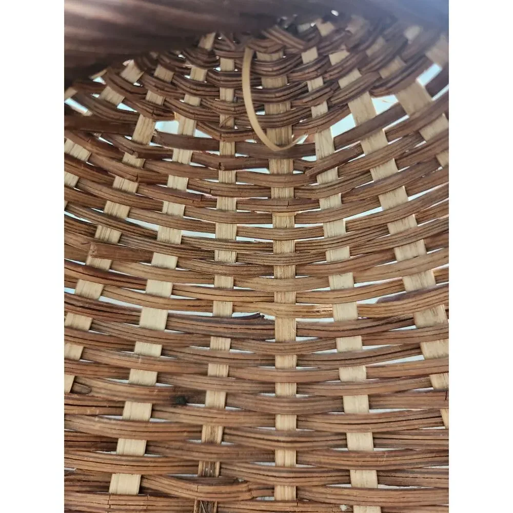 Handwoven Footed Oval Round Basket Natural Wicker Rustic Farmhouse Decor 12 Inch